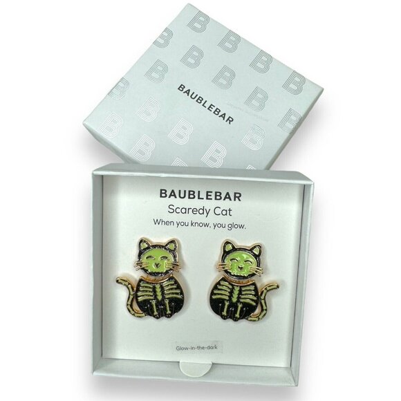 BaubleBar Jewelry - Baublebar Scaredy Cat Glow in The Dark Pierced Halloween Earrings New In Box